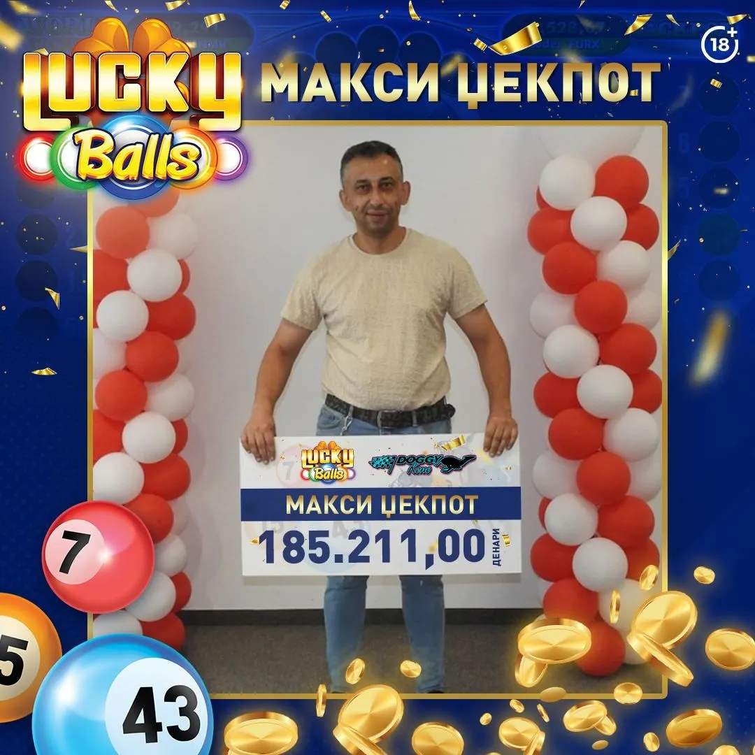 Радован Блажески од Кичево  освои Макси џек пот од 185.211 денари со Среќни топчиња