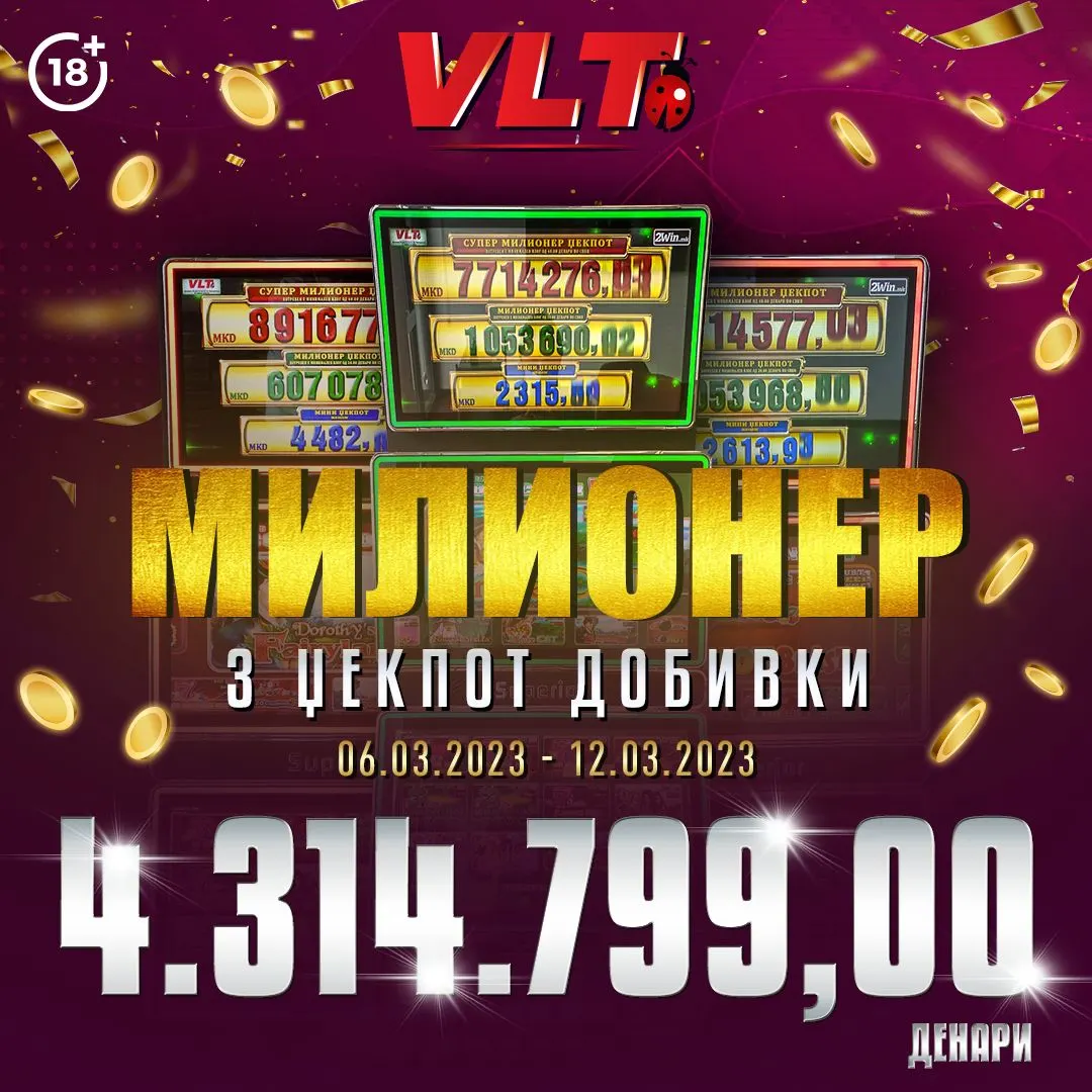 Три Милионер Џекпот добивки и фантастични 4.314.799 денари за една недела кај играчите
