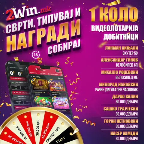 СО СРЕЌНОТО ТРКАЛО ВО „СВРТИ, ТИПУВАЈ И НАГРАДИ СОБИРАЈ“ на 2win.mk  КОМПЛЕТИРАНО Е ПРВОТО КОЛО