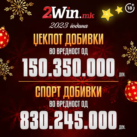 ПОВЕЌЕ ОД 262 МИЛИОНИ ДЕНАРИ ИСПЛАТИ ВИДЕОЛОТАРИЈА ИСПЛАТИ КАЈ ИГРАЧИТЕ на 2win.mk ДОБИВКИ И НАГРАДИ ВО 2023