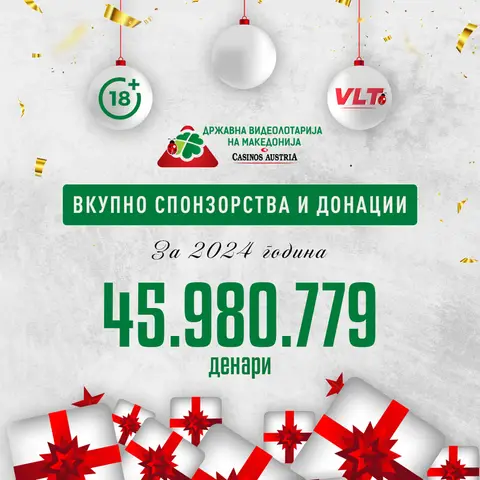 ИГРАЈ СО НАЈДОБРИТЕ: ВИДЕОЛОТАРИЈА ВО 2024 ИЗДВОИ 44.980.779 ЗА СПОНЗРСТВА И ДОНАЦИИ